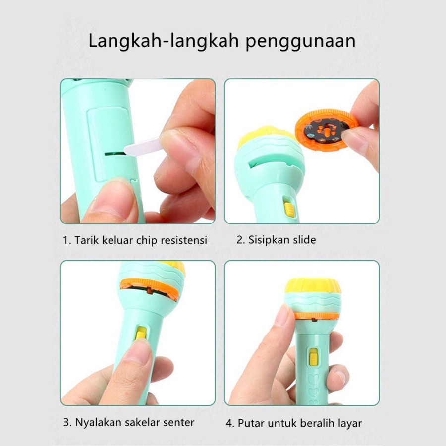 Senter Mainan Proyektor Animasi Anak - Mainan Senter Proyektor Gambar Flashlight  Edukasi