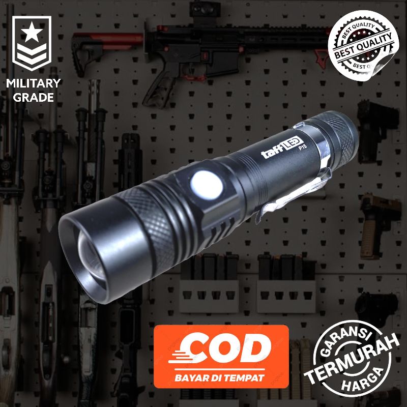 TERMURAH TaffLED Senter LED Cas USB XML T6 P15 Zoom Jarak Jauh Pocketman Waterproof Anti Air