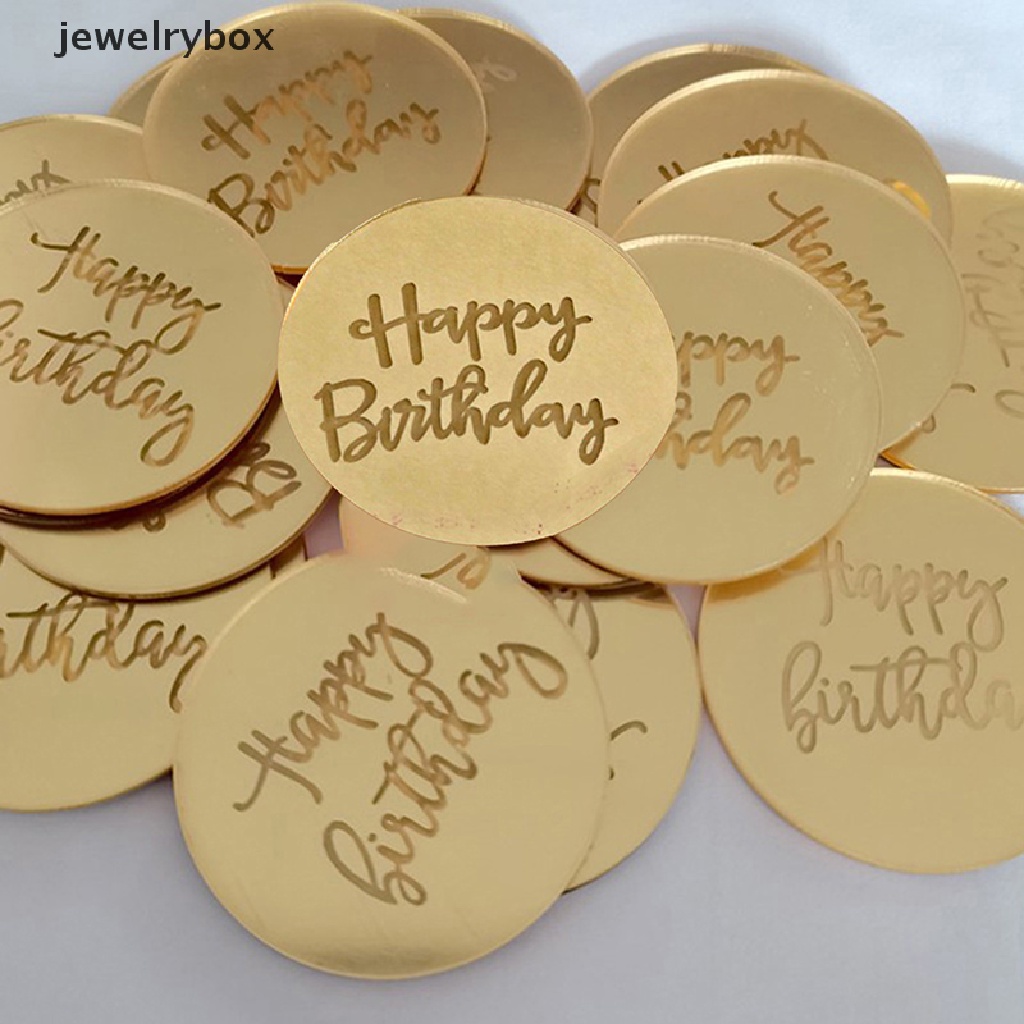 10pcs Topper Kue Ulang Tahun Bentuk Lingkaran Bahan Akrilik Warna Rose Gold