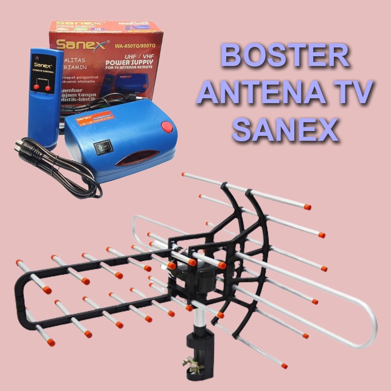 Boster Antena TV Remot Sanex indor outdor digital LED booster tv tabung