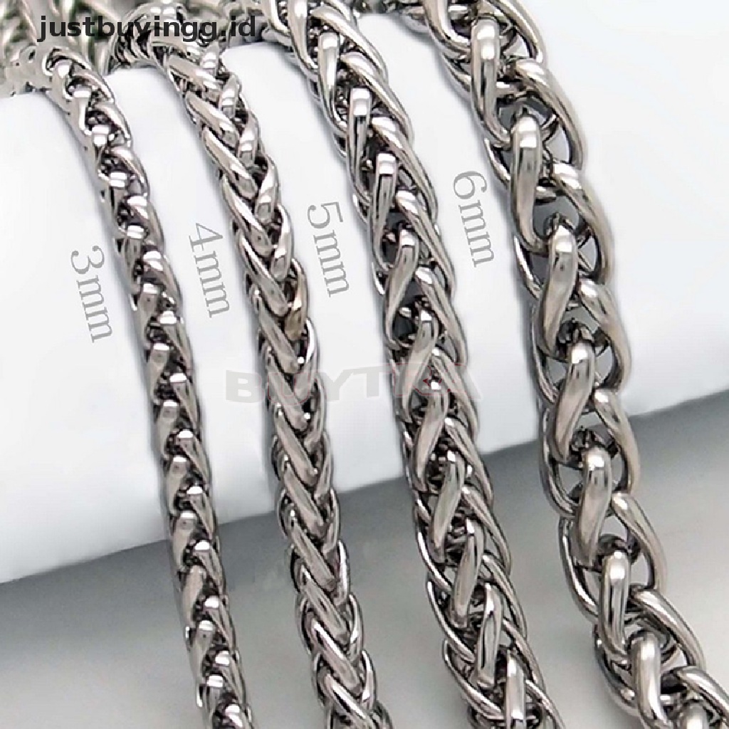 Kalung Rantai Bahan Stainless Steel Warna Silver Ukuran 3 / 4 / 5 / 6mm Untuk Pria