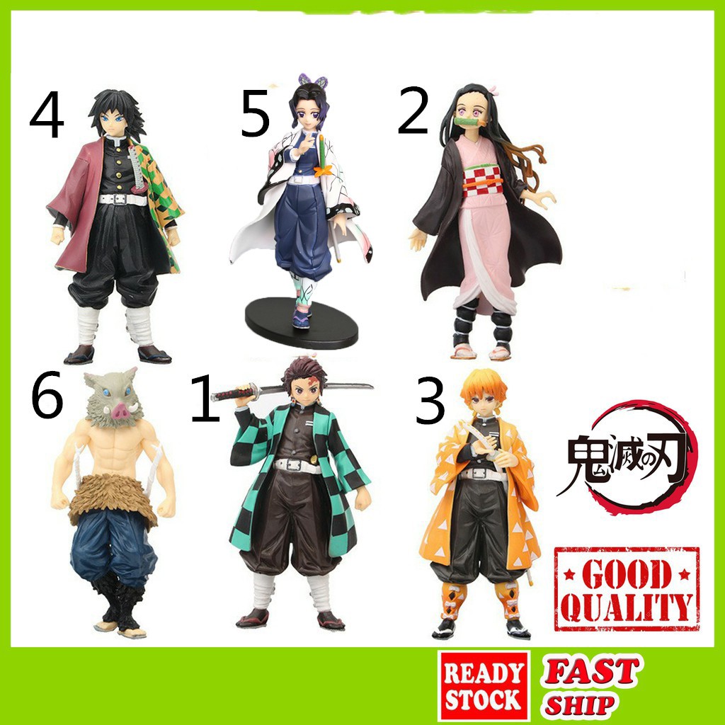 Action Figure Anime Demon Slaye Kimetsu Zenitsu Agatsuma Nezuko Tanjirou Hashibira Bahan Pvc