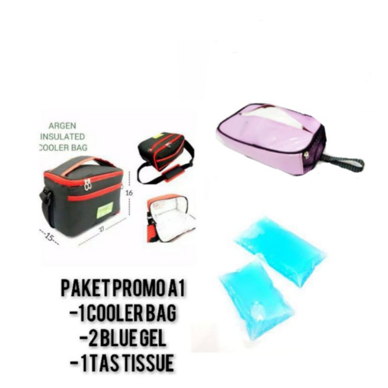 PROMO PAKET A1 , COOLER BAG ARGEN + 2 BLUE GEL + 1 TAS TISSUE sy56 s1