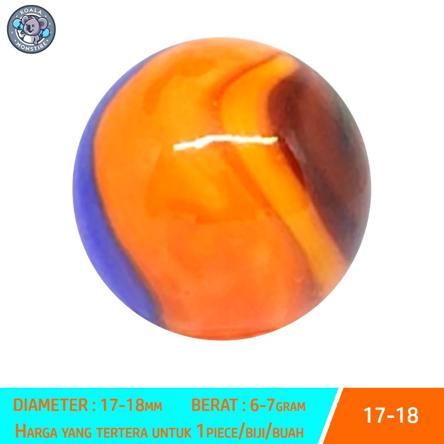 17-18mm Kelereng Gundu Clownfish Marble Balap Ikan Badut Nemo Black Blue