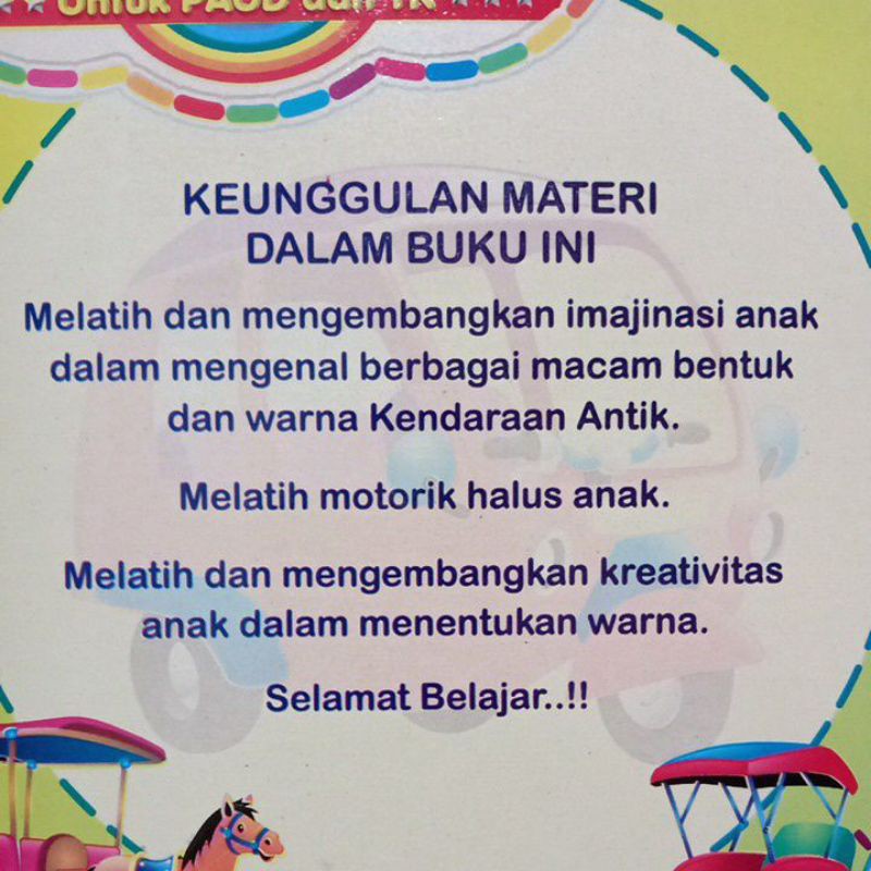 Buku Mewarnai Kendaraan Antik Untuk Anak Paud/Tk