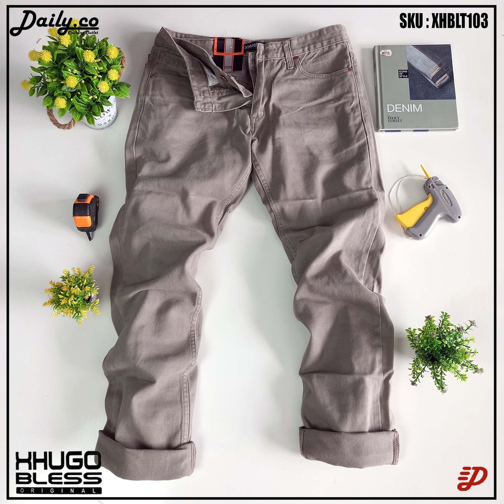 Celana Pria Soft Jeans Twill Warna Coklat XHUGO BLESS