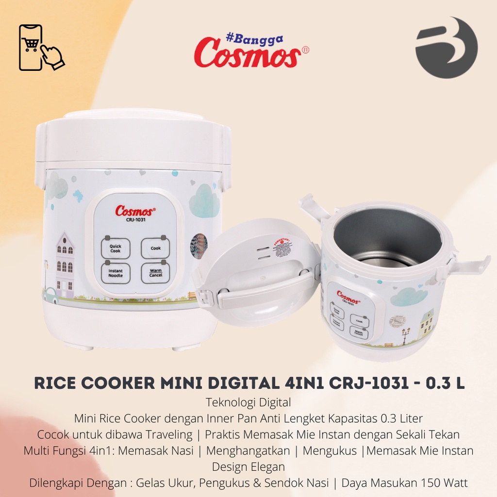 Cosmos Rice Cooker Mini Digital 4in1 CRJ-1031 - 0.3 L