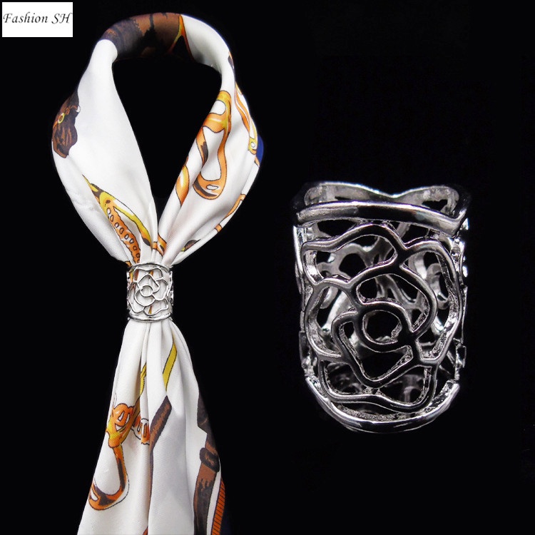 Women's hollow Rose Scarf Buckle Clip Cincin Tudung M40033