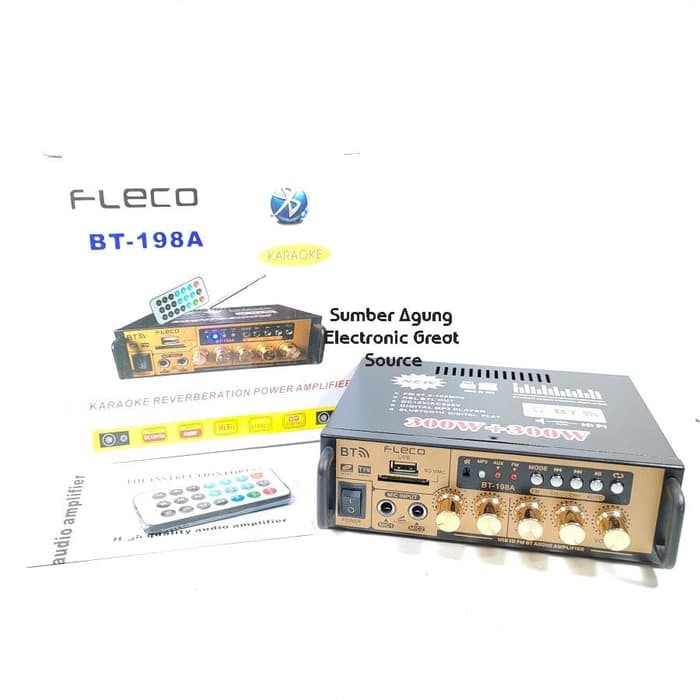 Fleco BT198A Ampl 198 Bluetooth 300Wx2 Karaoke Colokan Mic Dua