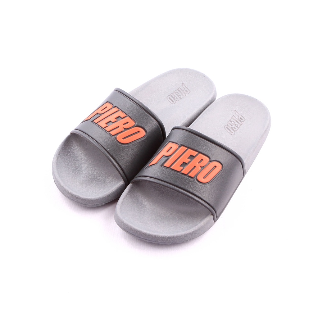 SANDAL PIERO PUNA RS - SANDAL SLOP - SANDAL SLIDE - SANDAL MURAH - SANDAL ORI-IRON/DARK GREY/ORANG