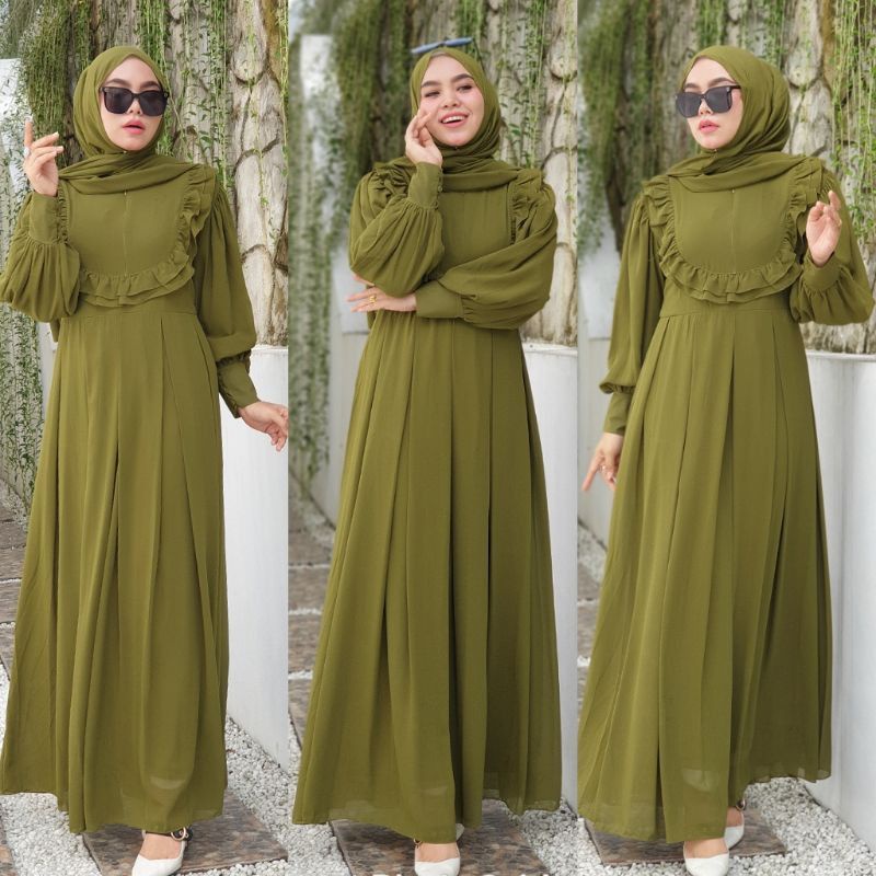 gamis ceruty babydoll rempel dada // gamis seruty kimmy dress // annisa dress CERUTY full furing