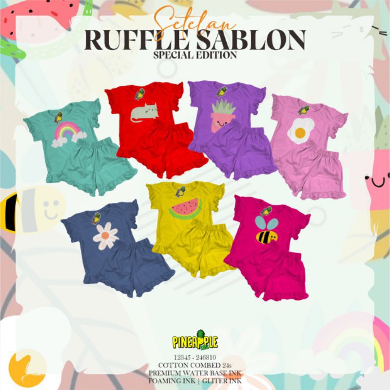 SETELAN RUFFLE SABLON PINEAPPLE