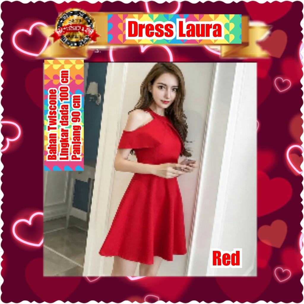 DRESS LAURA / MAROON / RED / TERPOPULER / TERLARIS / TERMURAH