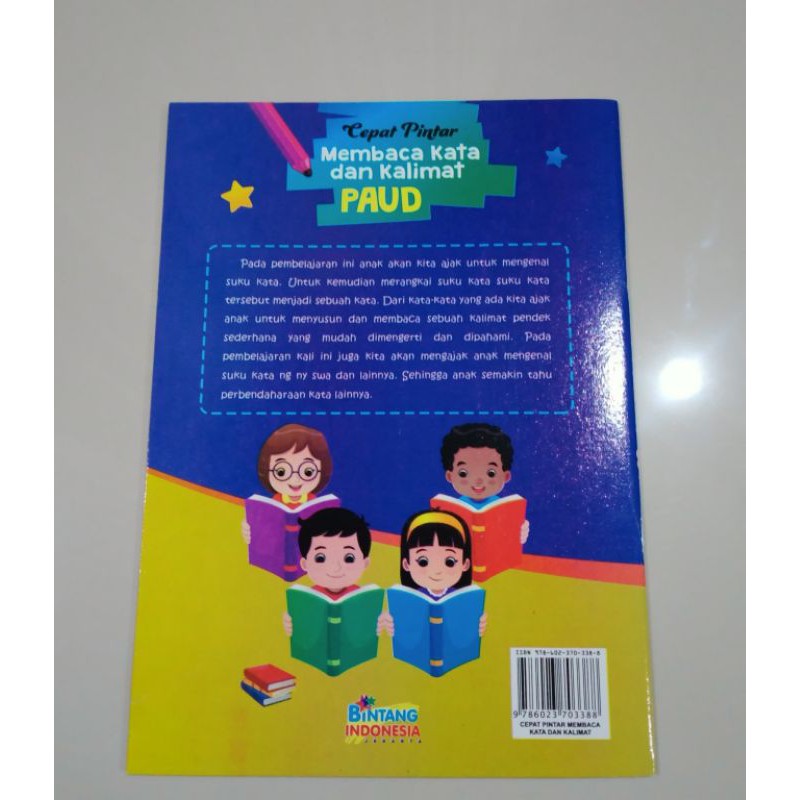 BUKU ANAK, BUKU CEPAT PINTAR MEMBACA KATA DAN KALIMAT PAUD, BESAR (21×29cm)