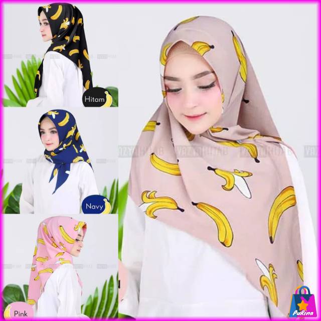 Hijab Jilbab Segitiga Instan Edisi Motif Buah Tropis Fruit Triangle GS176