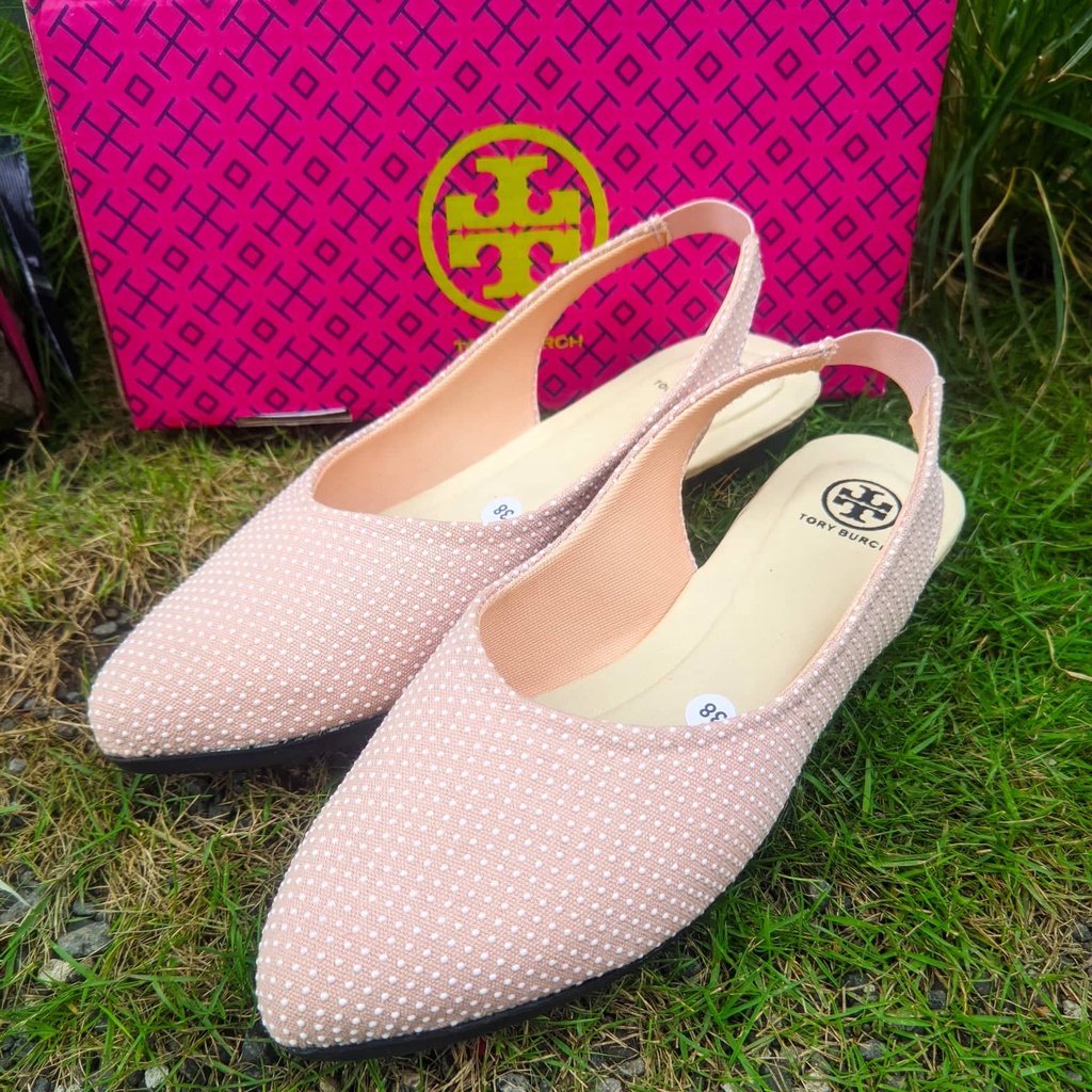 Tory Mules Stiletto - Sepatu Flat Shoes Wanita Terbaru Flat Tali Polos Cewek Kekinian Kerja Flatshoes Pesta Murah Best Seller