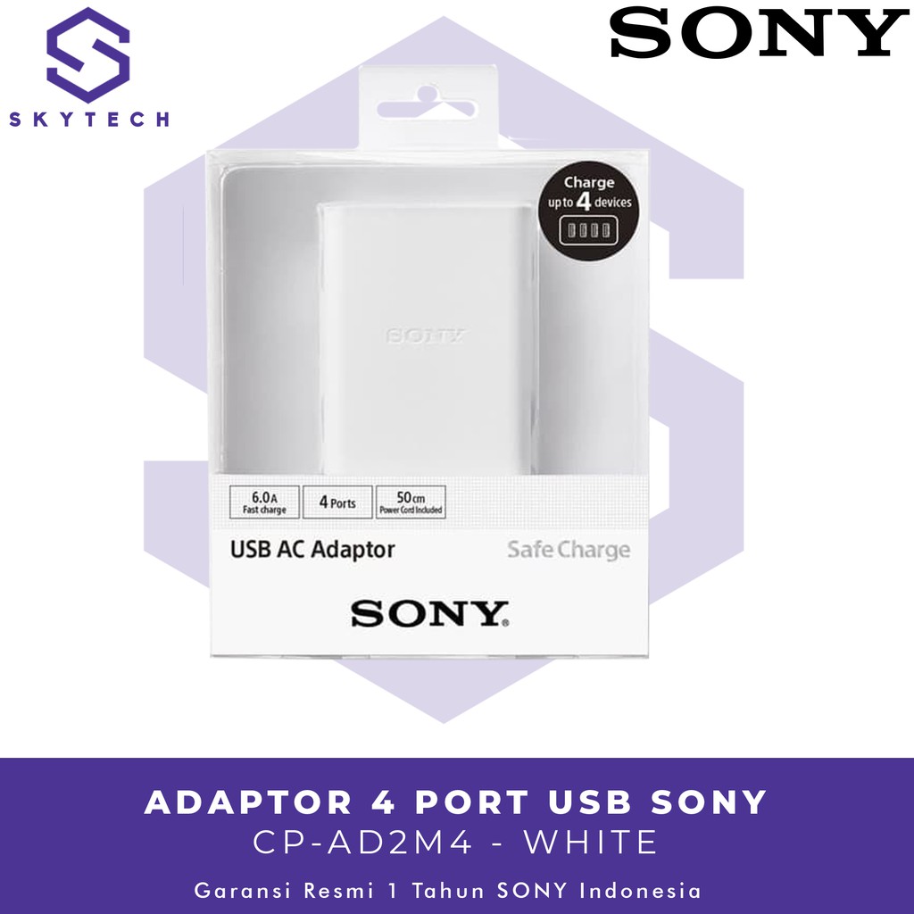 ADAPTOR CHARGER 4 USB SONY CP AD2M4 WHITE ORIGINAL GARANSI RESMI