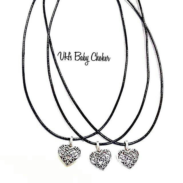 Baby Choker Necklace Silver Heart | Kalung Handmade