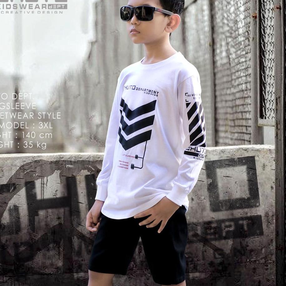 Bagus Banget.. Baju Kaos Anak Laki Laki Lengan Panjang 1-12 Tahun Warna Putih/Baju Anak Laki Laki/Ka