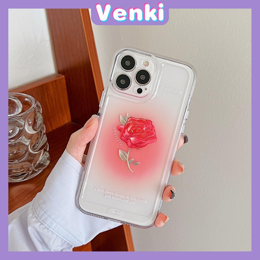 iPhone Case Luxury Silicone Soft Case Clear Case Shockproof Protection Camera Red Rose Flower Compatible For iPhone 11 iPhone 13 Pro Max iPhone 12 Pro Max iPhone 7Plus iPhone xr