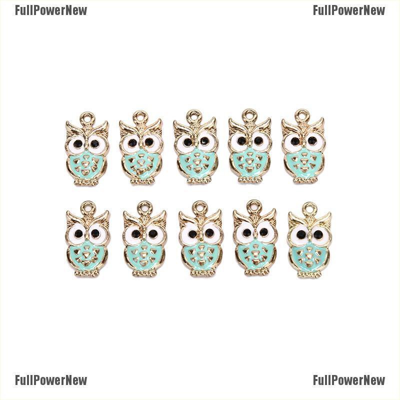 [FULLのJY] 10Pcs/Lot Owl Enamel Alloy Charms Pendant Necklace DIY Craft Jewelry Making Gift