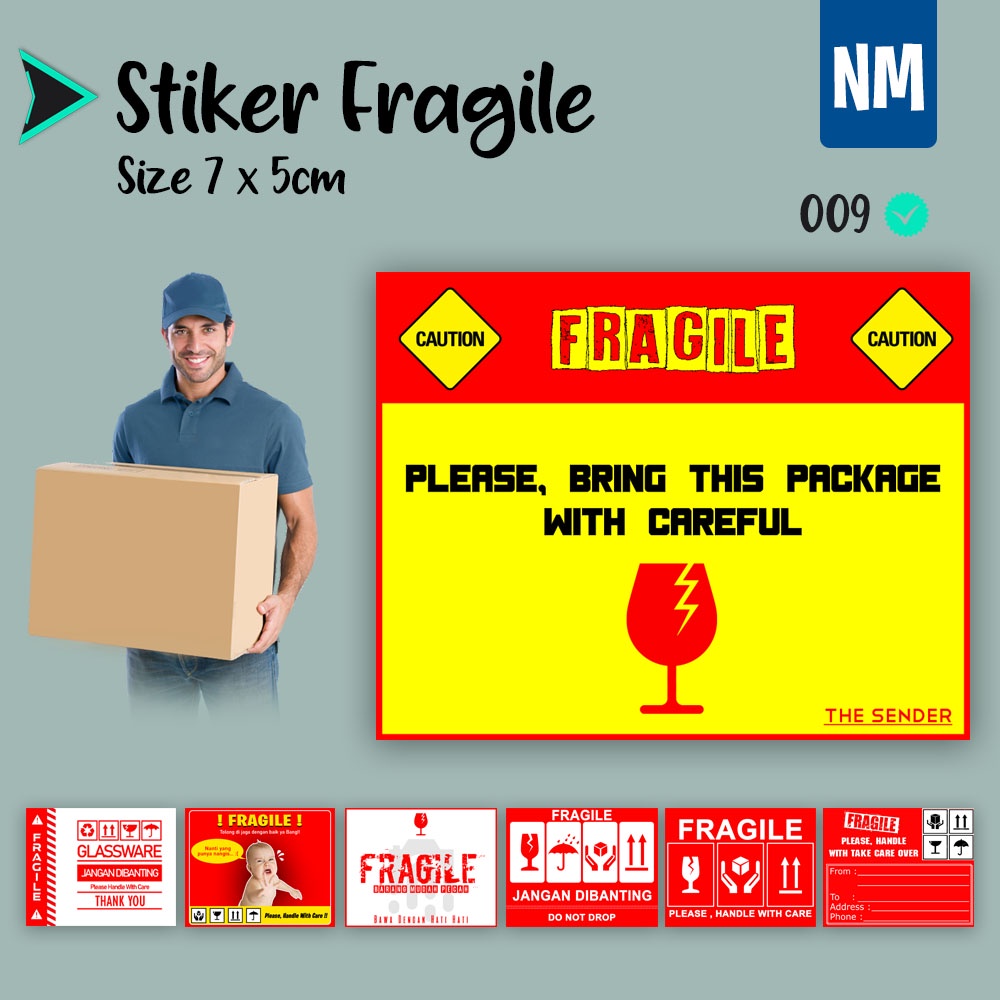 Stiker Fragile Stiker Pecah Belah Stiker Label Pengiriman Sticker Fragile Horizontal-009