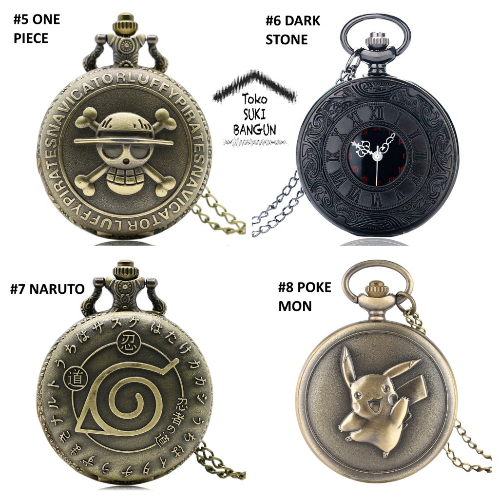 PW 005-008 BIG Pocket Watch Bronze Metal Pendant Chain Kalung Jam Saku