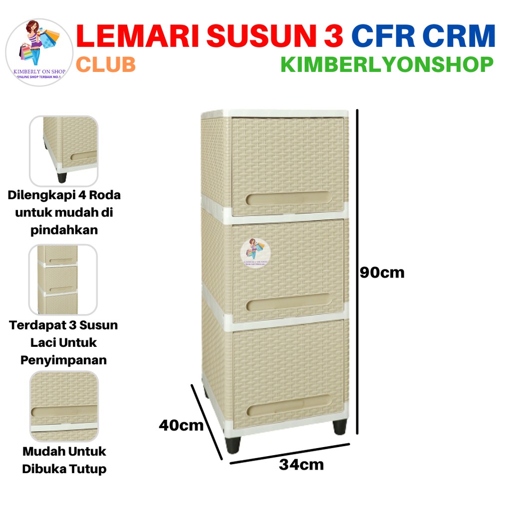 Lemari Laci Flip Plastik Serbaguna Susun 3 CFR 3 WJC