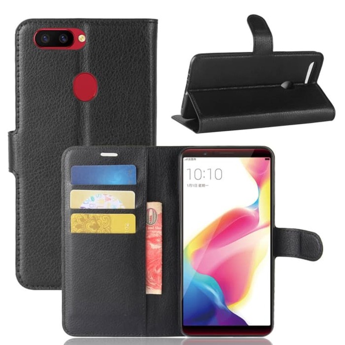 SS8435 - LITCHI HORIZONTAL LEATHER CASE OPPO R11S BLACK