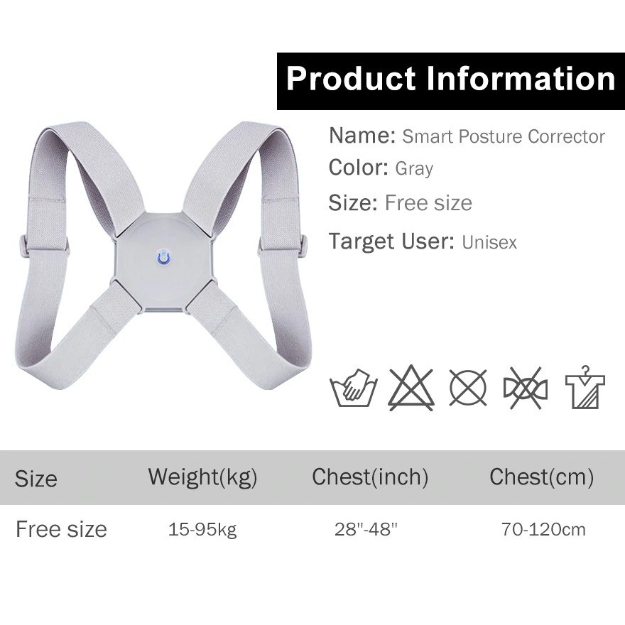 Tali Body Harness Korektor Postur Punggung Smart Adjustable - BC200 - Gray