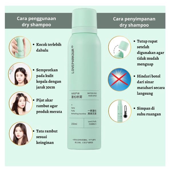 Dry shampoo spray rambut hair styling loveparkour originalUntuk Mengembangkan Rambut Minyak Rambut Kontrol Rambut Berminyak