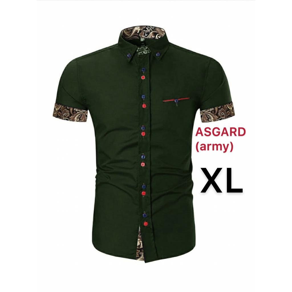 kemeja asgard ukuran XL / kemeja slimfit / kemeja kantor / kemeja pria lengan pendek