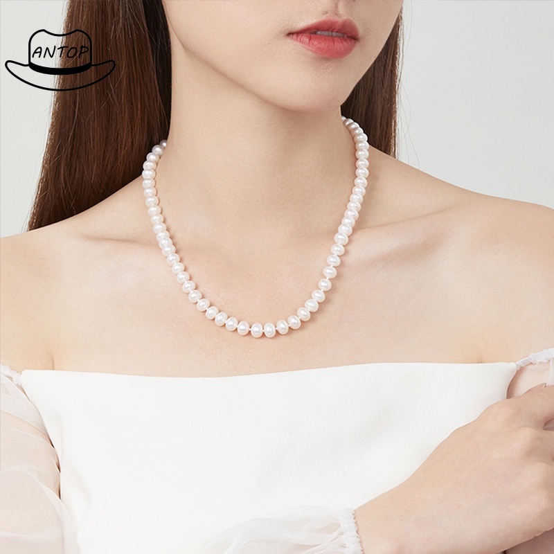 Kalung Choker Rantai Klavikula Hias Mutiara Gaya Korea Untuk Aksesoris Perhiasan ANTOP