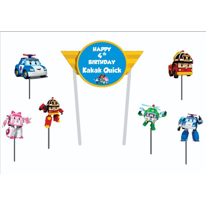 Topper Cake Robocar Poli PAKE NAMA