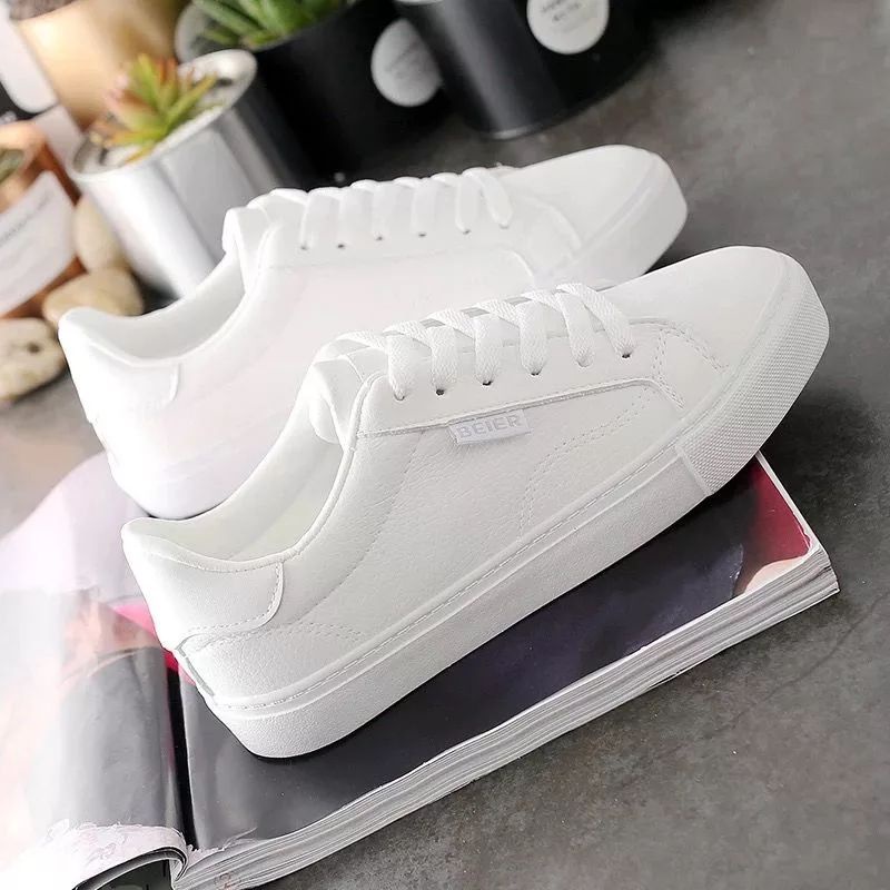 Bryan Jayden Sneakers Tali Putih Polos Kuliah Kerja Sekolah Sepatu Kets Wanita Unisex BO55-3