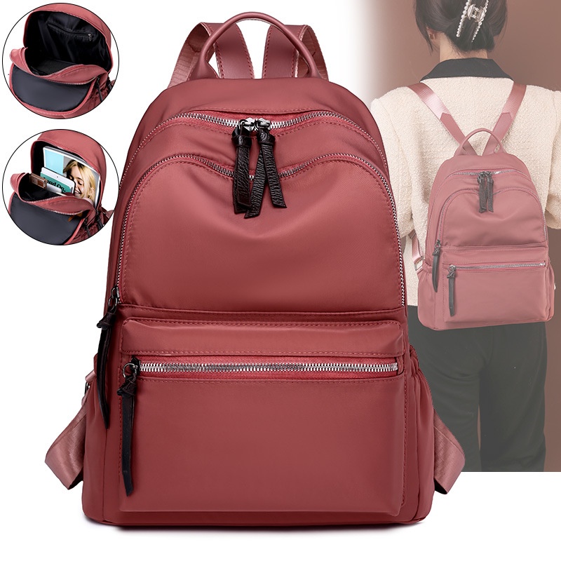 TAS RANSEL WANITA KOREA ANTI AIR MERAH KASIMA TA491M2 BACKPACK CEWEK GENDONG PUNGGUNG SEKOLAH KULIAH KERJA BESAR SIMPLE REMAJA KEKINIAN BATAM