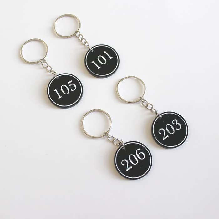 Gantungan Kunci Kamar Acrylic Grafir | Gantungan Kunci Hotel Kos BULAT