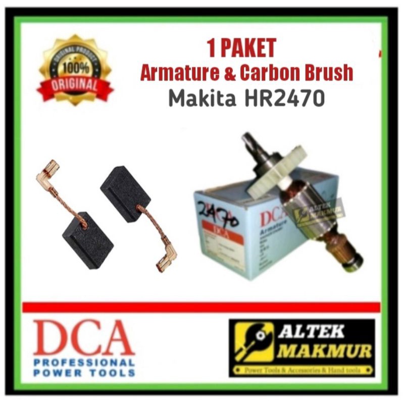 Satu Paket Armature + Carbon Brush HR2470 / HR 2470 / HR2460 / Angker Dinamo Makita HR2470 / Armatur