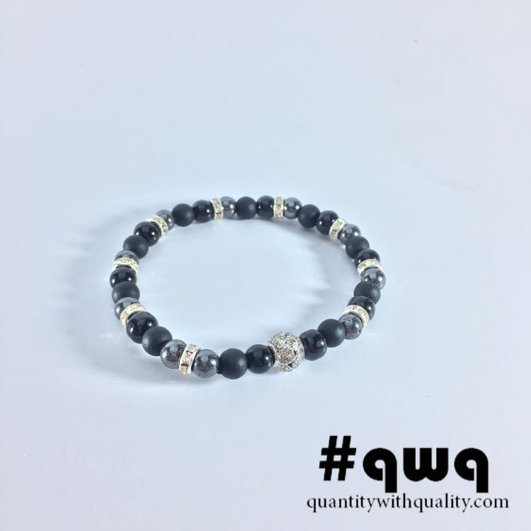 gelang cowok SWA9 with 6mm onyx, blustin, blackstone, silver cubic zirconia