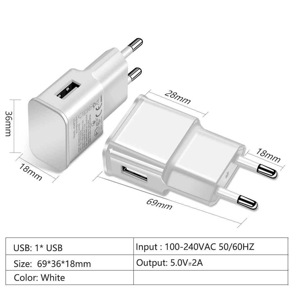 Adaptor Pengisi Daya Android 5V 2A / 5V 2Amp Tanpa Kabel USB 2Amp