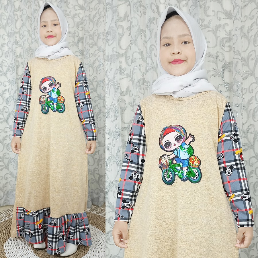 GAMIS ANAK KOMBINASI KOTAK BUEBERRY MIKY DRESS Usia 4-12Tahun CARLINA