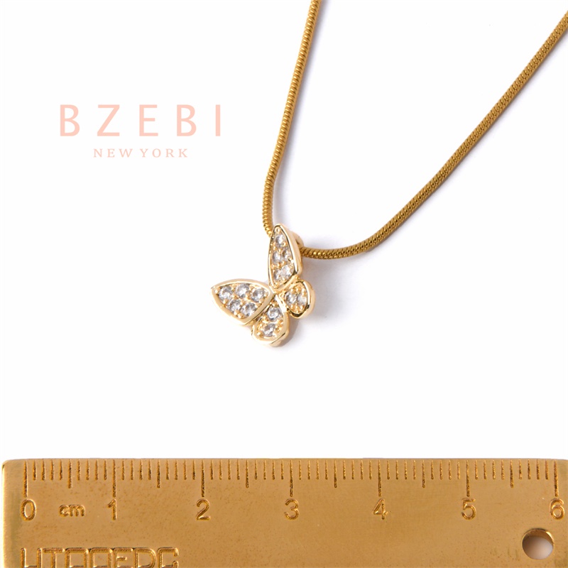 Bzebi 18 Kalung Rantai Emas 916 Adjustable Dengan Liontin Kupukupu 5n