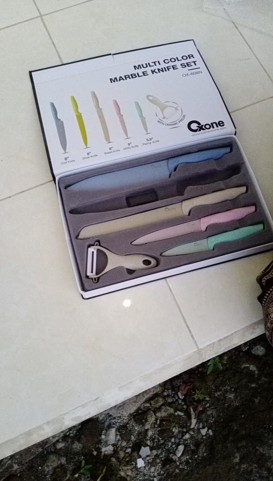 Pisau Set Oxone Color Marble Knife Set Ox-608 N