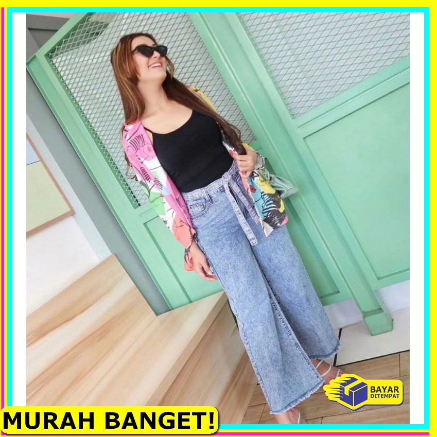 Celana Levis Cewek Terbaru Kekinian Murah Boyfriend Jeans Panjang OW162 Fwr - Celana Jeans Kulot Raw