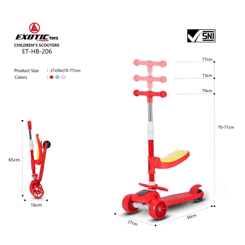 Scooter Skuter Anak Otoped Exotic ET HB206 Roda 3 Bisa di Lipat By Pacific-2