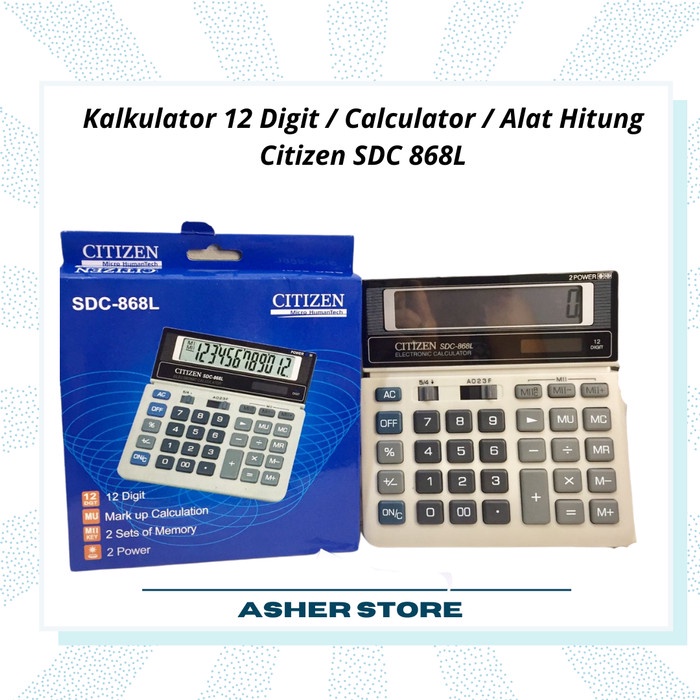 

CODE322 Kalkulator 12 Digit / Calculator / Alat Hitung Citizen SDC 868L