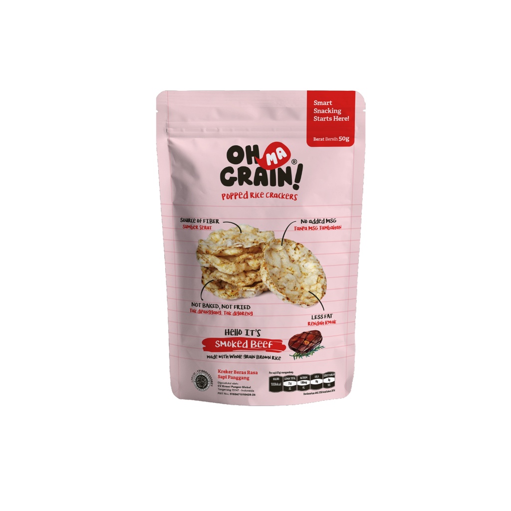 Oh Ma Grain, Organic Brown Rice Cakes Roast Beef 45 gr