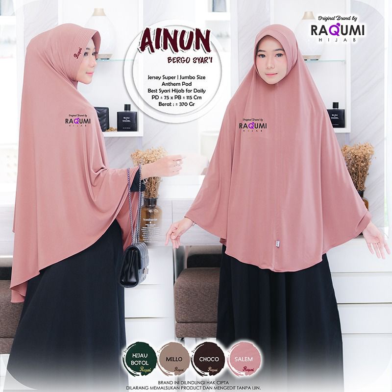 Ainun Bergo Syar'i Original Raqumi Hijab