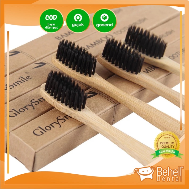 ORI PREMIUM BAMBOO BAMBO TOOTHBRUSH SIKAT GIGI BAMBU ASLI TOOTH BRUSH // ARANG CHARCOAL BEHELLDENTAL