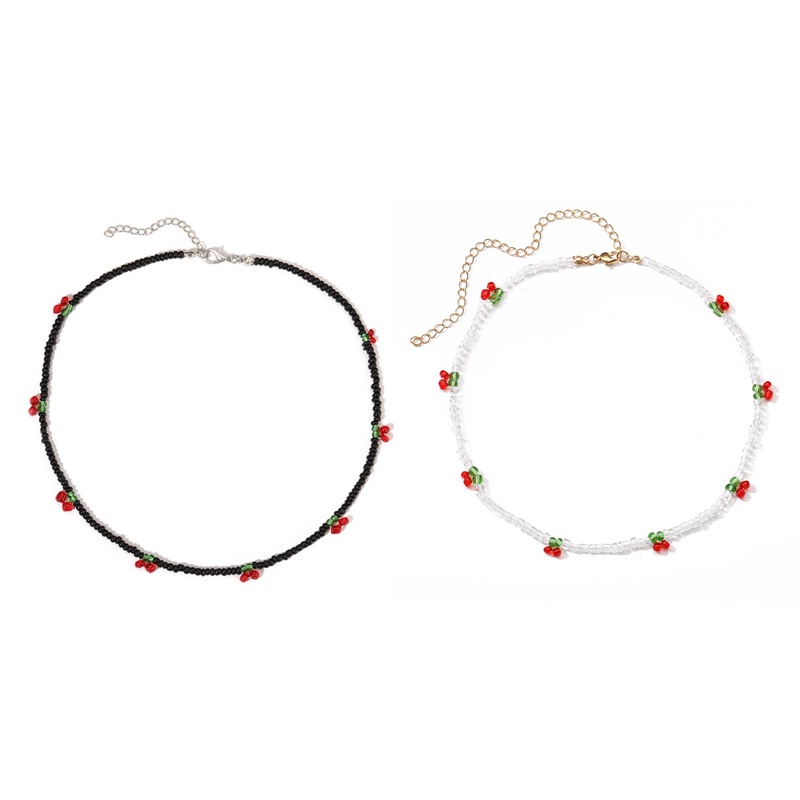 Kalung Choker Manik-Manik Ceri Merah Handmade Gaya Bohemia Untuk Wanita